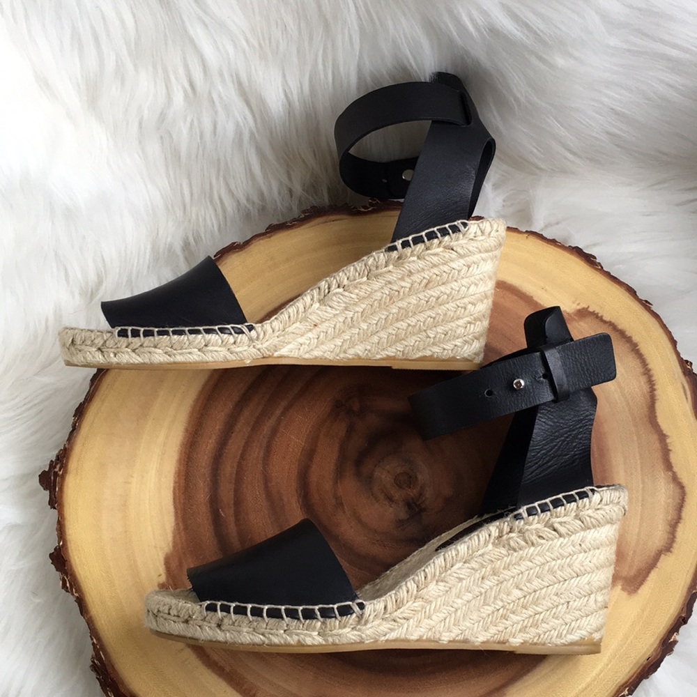 Vince leather ankle strap wedge espadrille sandals - Picture 1 of 8